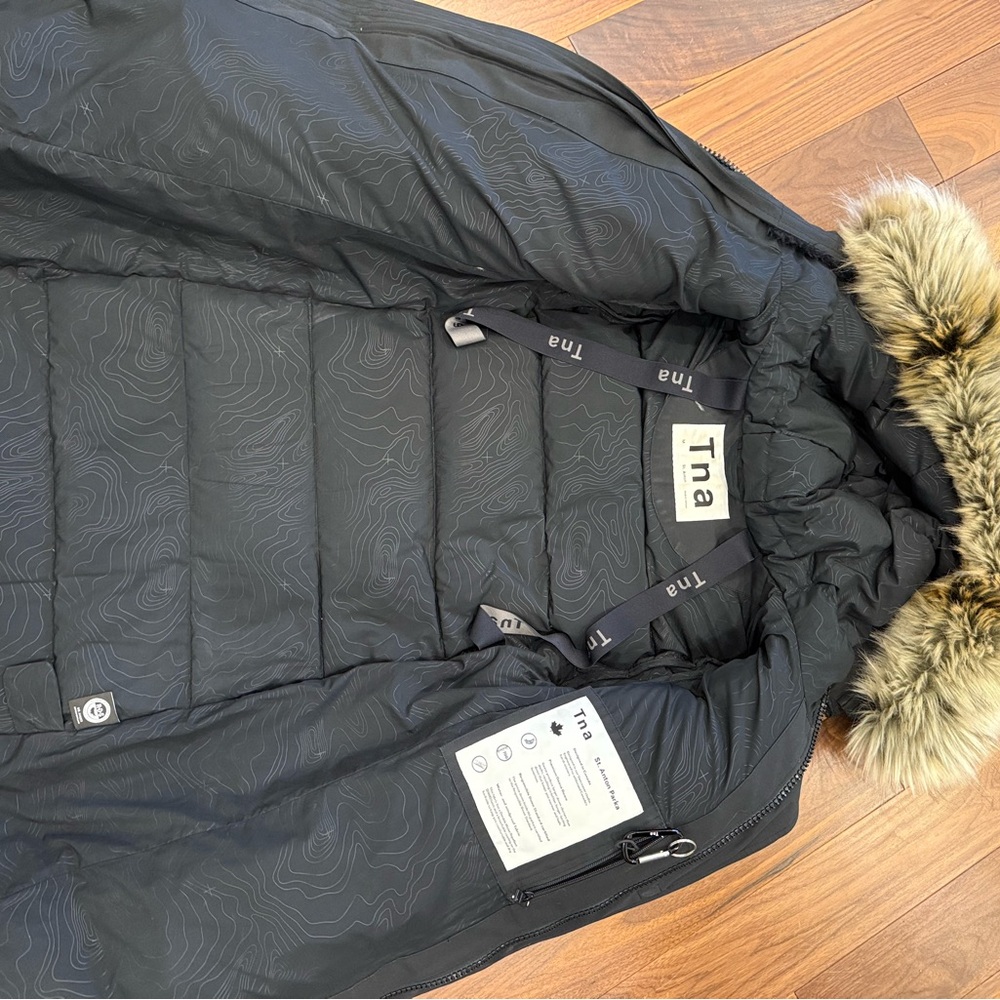 TNA St Anton Black Puffer Jacket with Faux Fur Hood - Picture 5 of 16